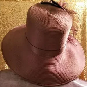 Chocolate Brown Hat with Large Feather and Beautiful Rhinestone Detail! Women main image 4